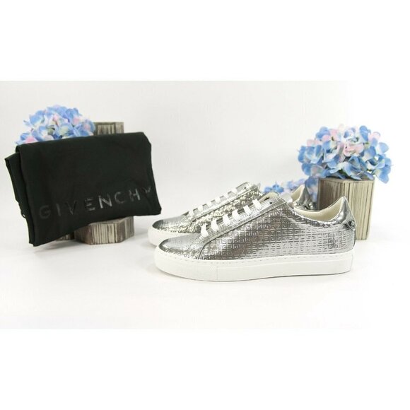 Givenchy Urban Street Silver Metallic Leather Sneakers 37 NIB - Picture 2 of 10
